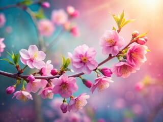 Delicate Pink Blossom Branch Watercolor Painting - Spring Floral Art