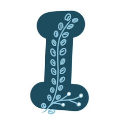 Alphabets -Letter I with the floral decoration 