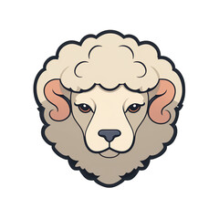 simple minimalist cartoon sheep face head with fur vector illustration transparent background isolated