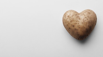 Heart-Shaped Potato on White Surface with Natural Texture and Detail