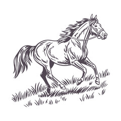 Running Horse Line Art - Minimalist Design with Motion-Suggesting Flowing Mane