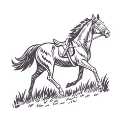 Running Horse Line Art - Minimalist Design with Motion-Suggesting Flowing Mane