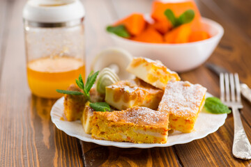 Homemade Cottage Cheese Casserole with Pumpkin