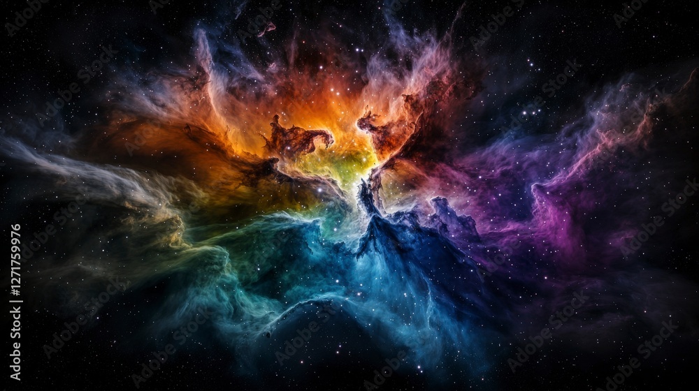 Poster nebula births new stars outer space astronomy art cosmic environment wide angle celestial creation