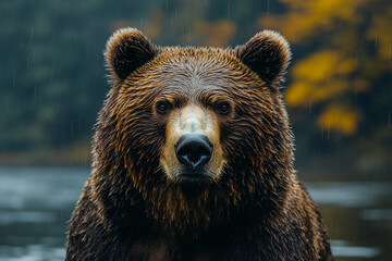 Obraz premium Grizzly in the Gloom, A Portrait of Raw Power and Vulnerability
