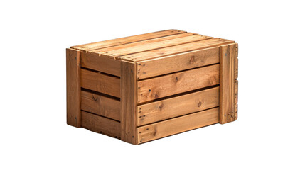 A wooden crate is sitting on a white background