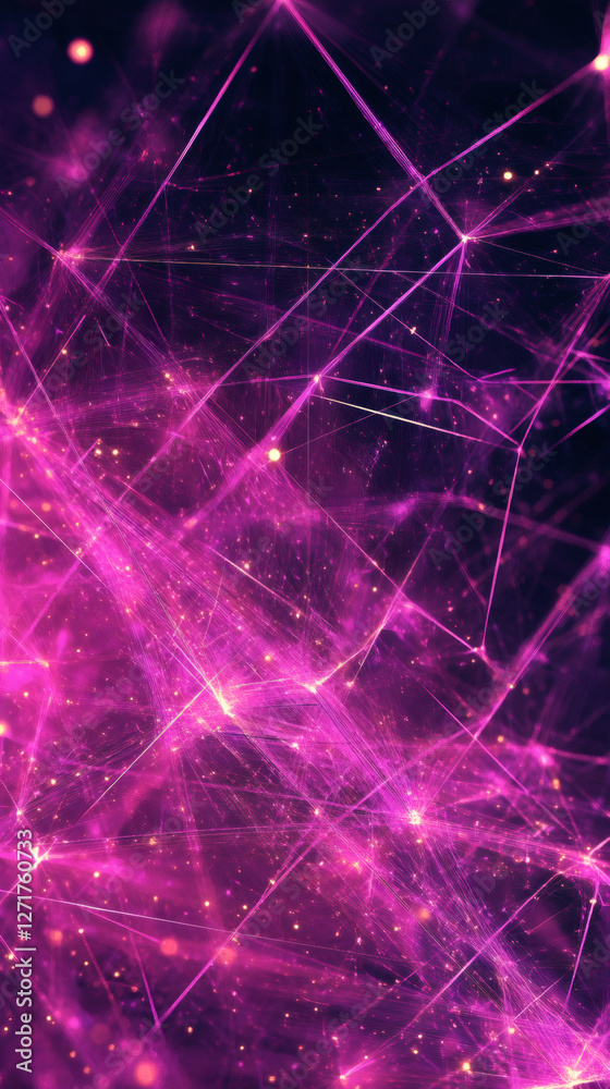 Aufkleber Purple lines and glowing dots form a network, creating a futuristic digital background, ideal for technology or communication themes