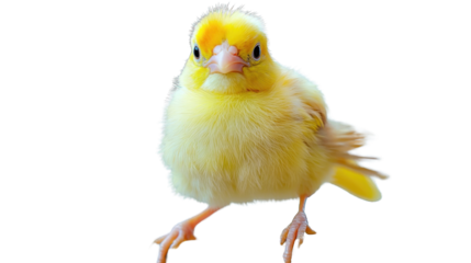A yellow bird with a red spot on its head