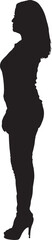 vector; silhouette; side view of a woman standing