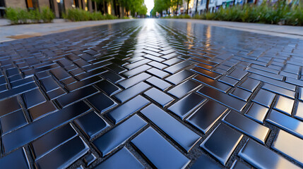 Fototapeta premium polished black brick with fine lines