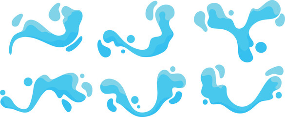 simple blue water splash set illustration	