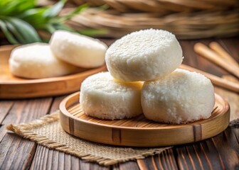 Fototapeta premium Delicious Fluffy Paddu, Traditional South Indian Snack, Steamed Rice Cakes, Close-up Food Photography