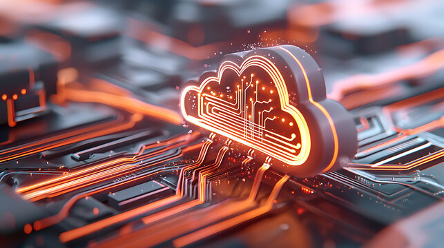 Futuristic cloud-to-cloud data migration event digital landscape 3d concept art technology environment abstract viewpoint for enhanced data connectivity