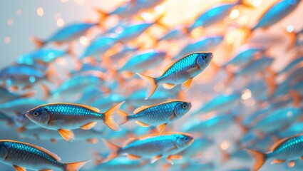 Colorful fish swim gracefully in a vibrant aquatic environment showcasing dynamic movement and natural beauty