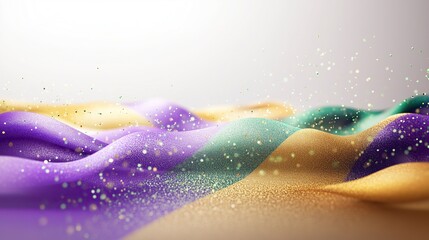 Mardi Gras - Glittering Wavy Textures in Purple, Green and Gold for Wallpaper