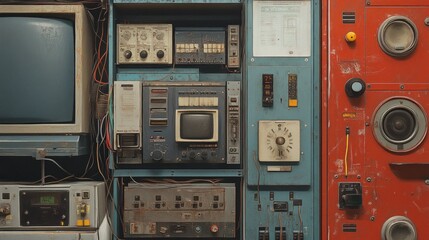 Vintage Technology Control Panel - A Retrofuturistic Display of Industrial Hardware