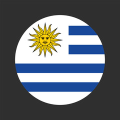 Obraz premium The flag of Uruguay. Flag icon. Standard color. Round flag. Computer illustration. Digital illustration. Vector illustration.