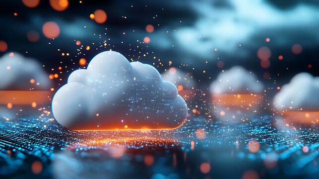 Futuristic big data networks in cloud systems digital environment abstract visualization high-tech concept illuminated data flow