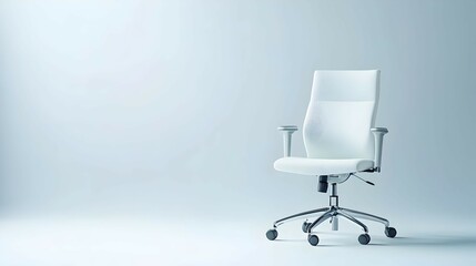 White Modern Office Chair on Light Blue Background