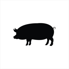 Creative pig silhouette vector art illustration.