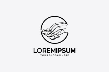 Logo of hands typing over keyboard keys with circle icon