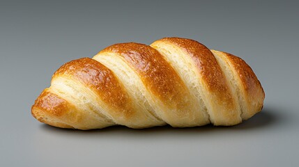 Close-up of a freshly baked croissant on a gray surface. Use for baking recipe or food catalog