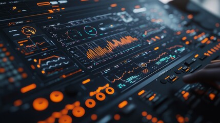 Obraz premium A dark control room is a great place to analyze complex data visualizations during the night