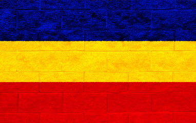 Official flag of Los Santos. Province of Panama. Conceptual collage on the texture of a stone wall