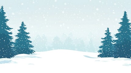 Snowy Winter Landscape Featuring Evergreen Trees
