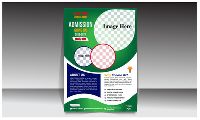 Admission flyer template. Kids back to school education flyer, brochure cover layout School Admission Open Flyer Design Template Vector Education Center poster, Kids Education Flyer Template.