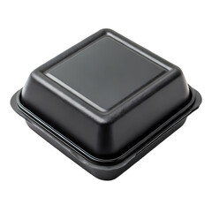 Black Square Food Container - Disposable Packaging isolated on transparent background