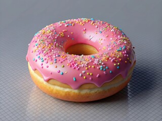 Delicious Pink Glazed Donut with Sprinkles - Isolated PNG Image for Food Bloggers and Designers