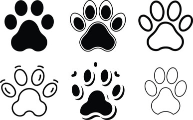 Fototapeta premium Various Stylized Animal Paw Prints Designs