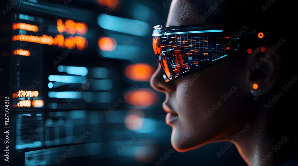 Poster cutting edge ai powered holographic interface showcasing advanced data analytics and reporting tools