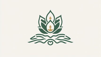 Obraz premium Elegant lotus flower logo design, spiritual, wellbeing, book-like background
