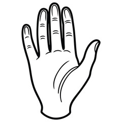 Fototapeta premium black line art illustration of a gracefully posed human hand, isolated on a solid white background 