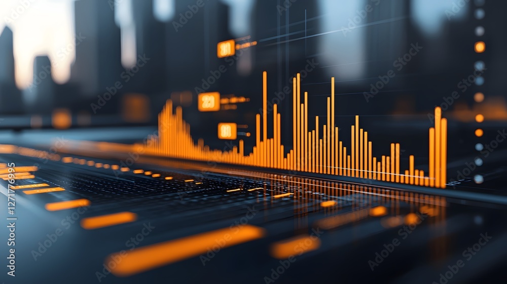 Poster futuristic ai driven corporate dashboard displaying holographic data visualizations of real time div