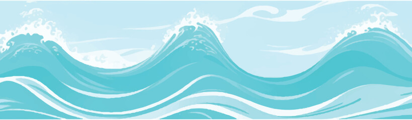 Fototapeta premium Gorgeous Abstract Ocean Wave Background in Soft Blue and Green Watercolor, Perfect for Use in High-Quality Ocean-Themed Graphic Designs, Artworks, and Creative Projects.