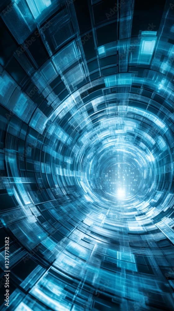 Leinwandbilder futuristic tunnel transmitting data through fiber optic cables, creating a digital cyberspace effect