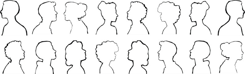 Vector Abstract Silhouette Crowd with Vibrant Patterns on White Background, Diverse People Group with Artistic Texture, Conceptual Multicultural Society, Modern Digital Art