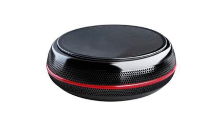 A black and red object with a red circle in the middle