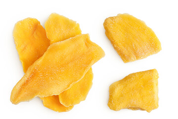 dried mango isolated on white background. Top view. Flat lay