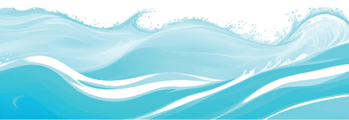 Elegant Water Wave Abstract Design in Soft Blue and Green Watercolor, Perfect for Background Use in Graphic Design Projects Focused on Tranquility and Oceanic Themes.
