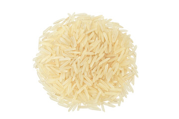 rice basmati isolated on white background. Top view. Flat lay