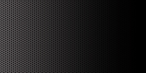 Abstract white hexagon in black background. Abstract gradient hexagon. Illustration. Vector. Hexagon. 