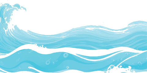 Elegant Water Wave Abstract Design in Soft Blue and Green Watercolor, Perfect for Background Use in Graphic Design Projects Focused on Tranquility and Oceanic Themes.
