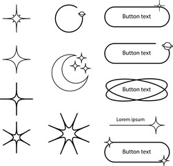 Astral and mystical design UI elements- buttons and icons