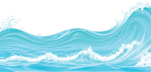 Tranquil Water Wave Background Featuring a Beautiful Watercolor Texture in Soft Shades of Blue and Green, Perfect for Elegant and Calm Ocean-Themed Visual Design Work.
