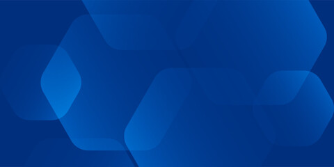 Modern abstract blue background with glowing geometric lines. Blue gradient hexagon shape design. Futuristic technology concept.