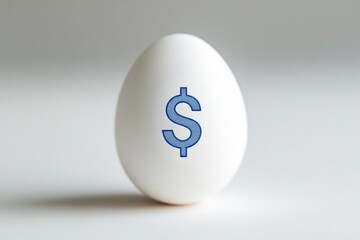 Close-up of an egg with dollar symbol icon on white background